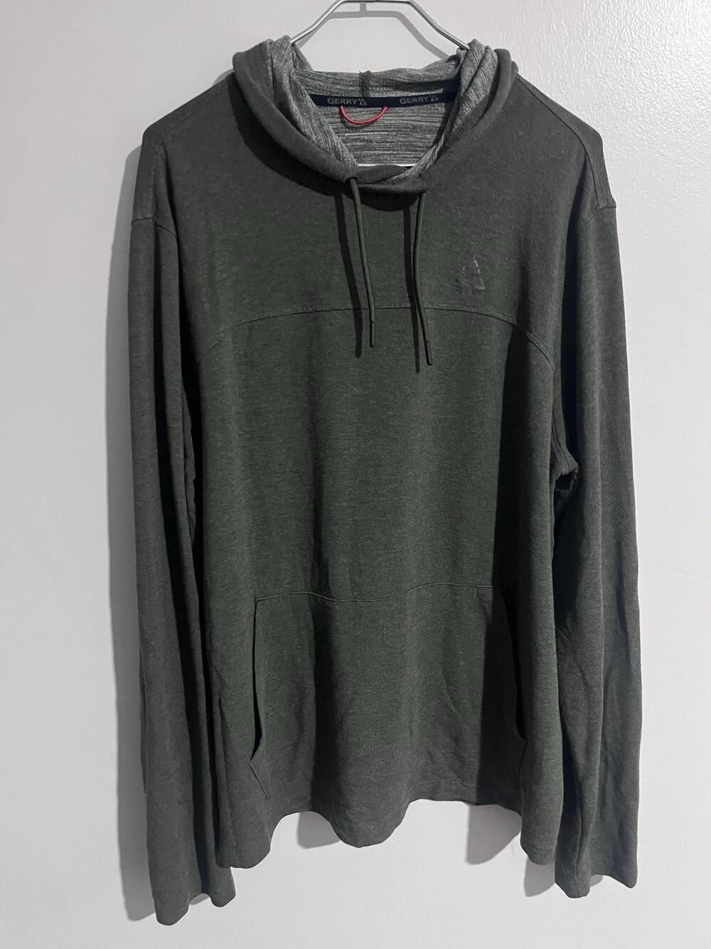 Gerry Hoodie Mens 2XL Green Pullover Hooded Pockets Lightweight Stretch Jersey